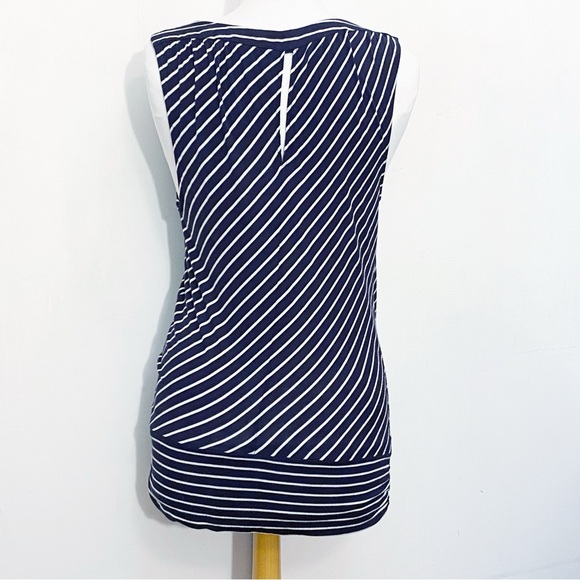EXPRESS draped neck bold diagonal stripe band bottom sleeveless tunic top S - Picture 5 of 8